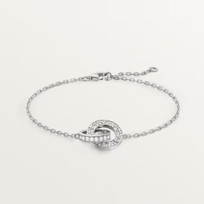[Amore Jewels]LOVE DOUBLE RING FULL DIAMOND BRACELET