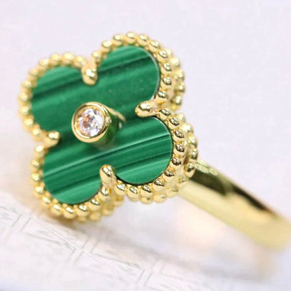 [Amore Jewels]CLOVER MALACHITE RING GOLD DIAMOND