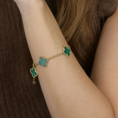 [Amore Jewels] CLOVER 5 MOTIF MALACHITE BRACELET COLLECTION