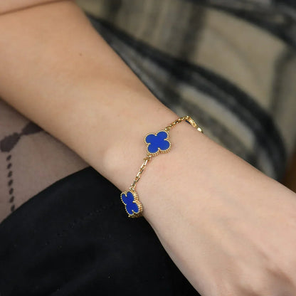 [Amore Jewels] CLOVER 5 MOTIF BLUE AGATE BRACELET COLLECTION