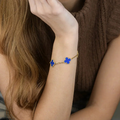 [Amore Jewels] CLOVER 5 MOTIF BLUE AGATE BRACELET COLLECTION