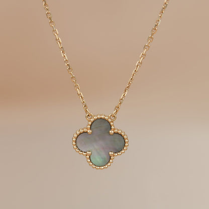 [Amore Jewels]CLOVER 15MM  GRAY MOTHER OF PEARL NECKLACE