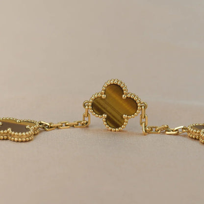 [Amore Jewels] CLOVER 5 MOTIFS TIGER EYE BRACELET COLLECTION