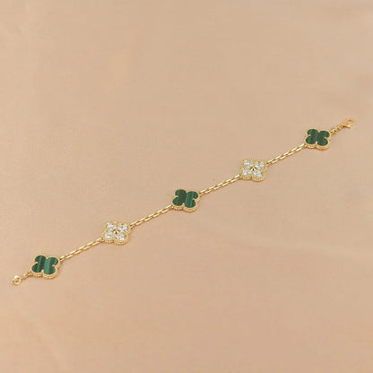 [Amore Jewels] CLOVER 5 MOTIF MALACHITE BRACELET COLLECTION