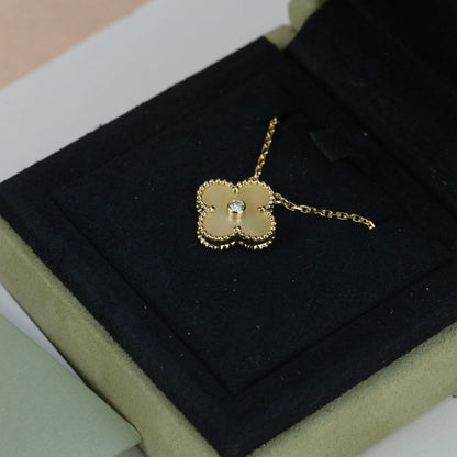 [Amore Jewels]CLOVER 15MM DIAMOND GOLD MOTHER OF PEARL NECKLACE
