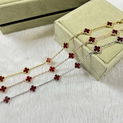 [Amore Jewels]CLOVER 6 MOTIF RED AGATE BRACELET