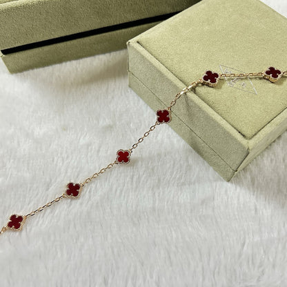 [Amore Jewels]CLOVER 6 MOTIF RED AGATE BRACELET