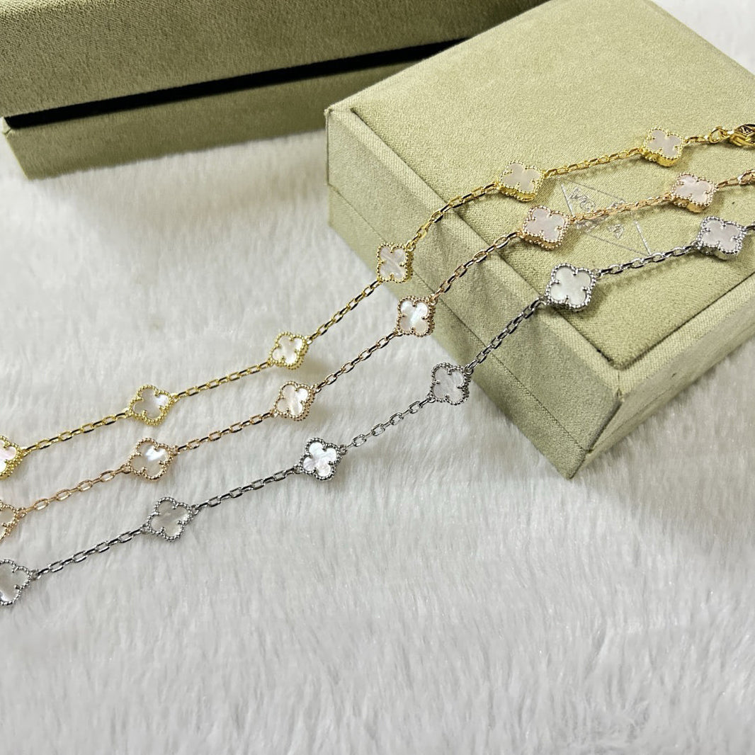 [Amore Jewels]CLOVER 6 MOTIF WHITE MOP BRACELET
