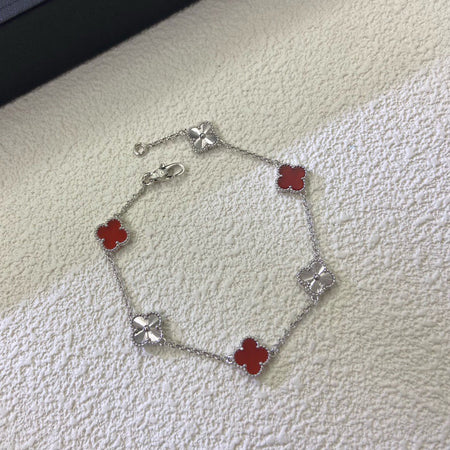 [Amore Jewels]CLOVER 6 MOTIF RED AGATE LASER BRACELET