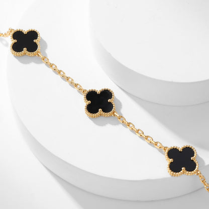 [Amore Jewels]CLOVER 10 MOTIFS ONYX NECKLACE