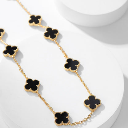 [Amore Jewels]CLOVER 10 MOTIFS ONYX NECKLACE