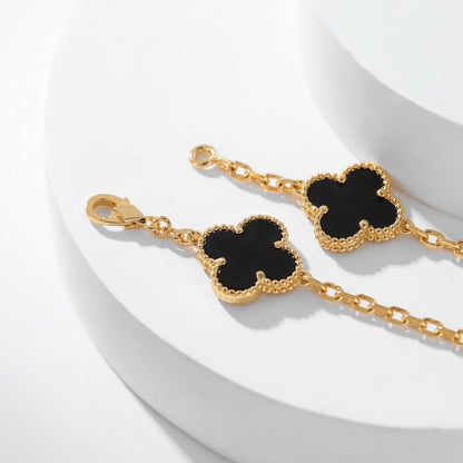 [Amore Jewels]CLOVER 10 MOTIFS ONYX NECKLACE