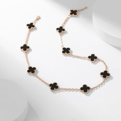[Amore Jewels]CLOVER 10 MOTIFS ONYX NECKLACE