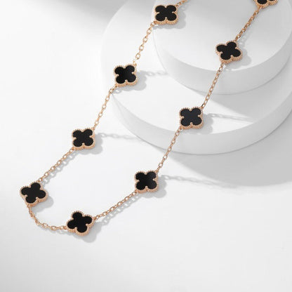 [Amore Jewels]CLOVER 10 MOTIFS ONYX NECKLACE