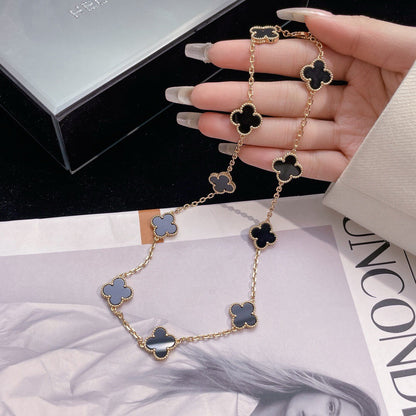 [Amore Jewels]CLOVER 10 MOTIFS ONYX NECKLACE