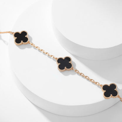 [Amore Jewels]CLOVER 10 MOTIFS ONYX NECKLACE