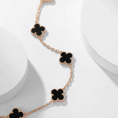 [Amore Jewels]CLOVER 10 MOTIFS ONYX NECKLACE