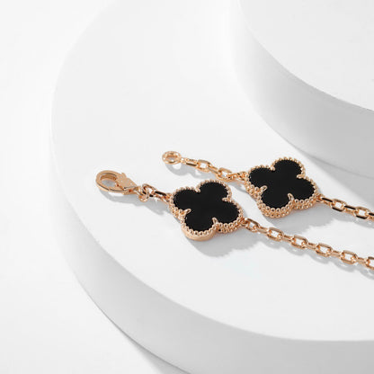 [Amore Jewels]CLOVER 10 MOTIFS ONYX NECKLACE