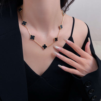 [Amore Jewels]CLOVER 10 MOTIFS ONYX NECKLACE