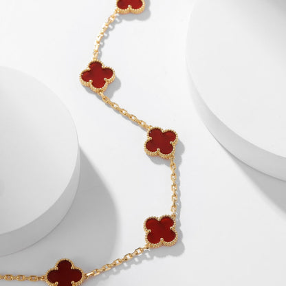 [Amore Jewels]CLOVER 10 MOTIFS CARNELIAN NECKLACE