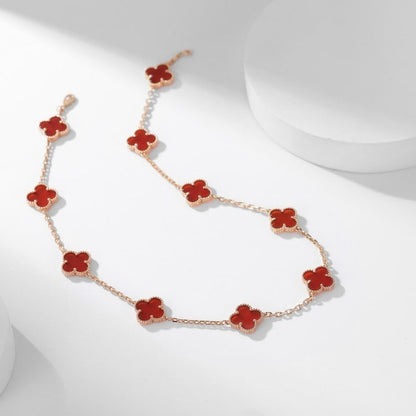 [Amore Jewels]CLOVER 10 MOTIFS CARNELIAN NECKLACE