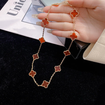 [Amore Jewels]CLOVER 10 MOTIFS CARNELIAN NECKLACE