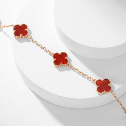 [Amore Jewels]CLOVER 10 MOTIFS CARNELIAN NECKLACE