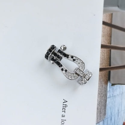 [Amore Jewels]FORCE LARGE HORSESHOE BLACK WHITE DIAMOND BRACELET SILVER