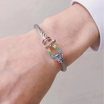 [Amore Jewels]FORC LARGE HORSESHOE  COLORED DIAMOND BRACELET SILVER