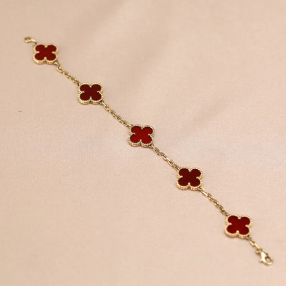 [Amore Jewels] CLOVER 5 MOTIF RED CORNELIAN BRACELET COLLECTION