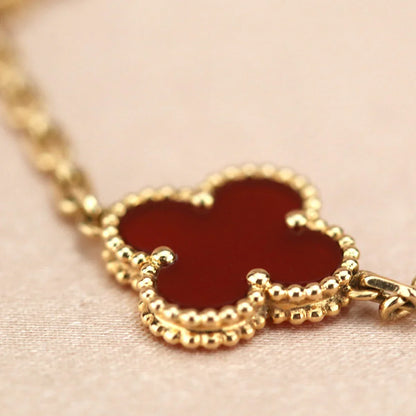 [Amore Jewels] CLOVER 5 MOTIF RED CORNELIAN BRACELET COLLECTION