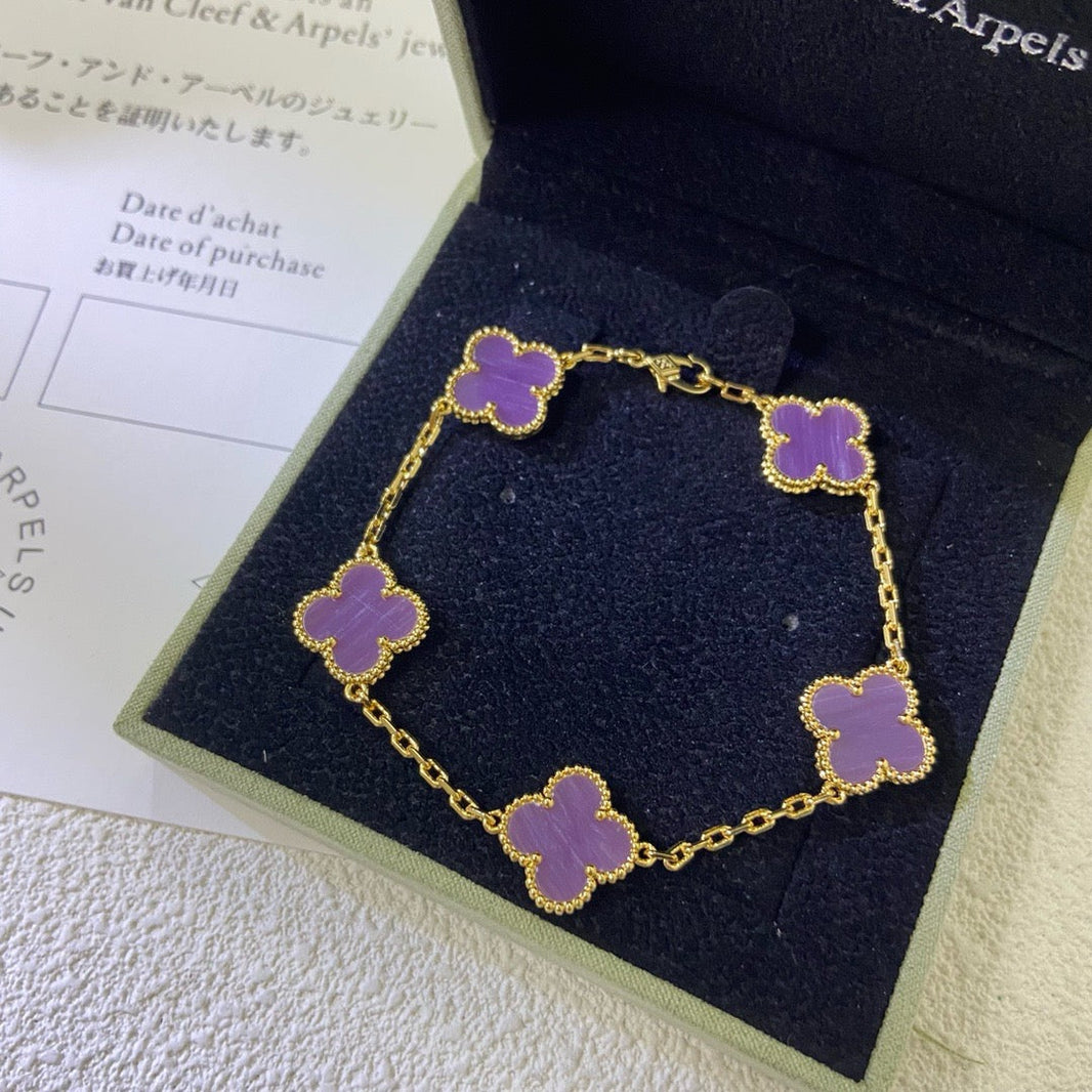 [Amore Jewels]CLOVER  5 MOTIFS  PURPLE VIOLET BRACELET