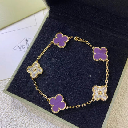 [Amore Jewels] CLOVER 5 MOTIF VIOLET BRACELET COLLECTION