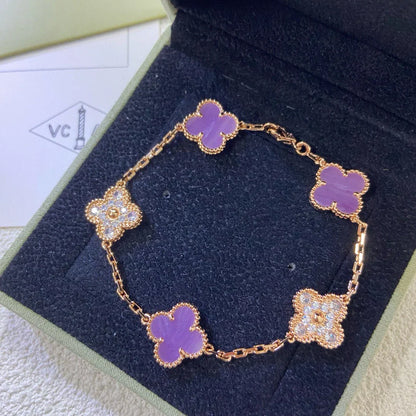 [Amore Jewels] CLOVER 5 MOTIF VIOLET BRACELET COLLECTION