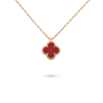 [Amore Jewels]CLOVER MINI 9.5MM WHITE CARNELIANS NECKLACE
