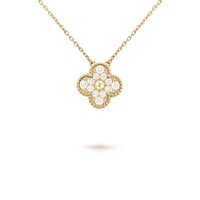 [Amore Jewels]CLOVER 15MM DIAMOND SINGLE FLOWER NECKLACE