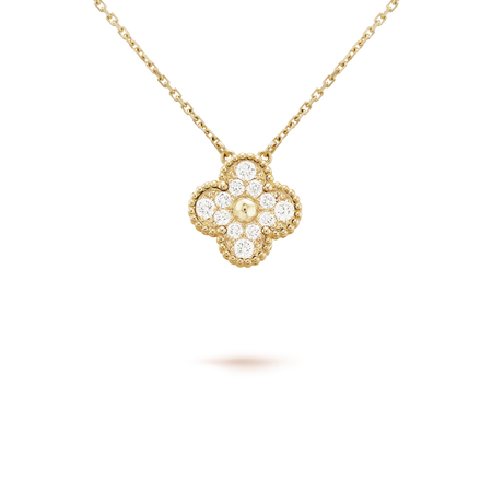 [Amore Jewels]CLOVER 15MM DIAMOND SINGLE FLOWER NECKLACE