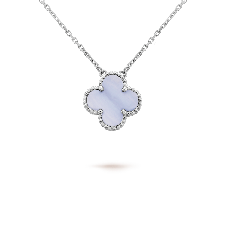 [Amore Jewels]CLOVER 15MM BLUE CHALCEDONY NECKLACE SILVER