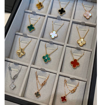 [Amore Jewels]CLOVER 15MM CARNELIAN SINGLE FLOWER NECKLACE