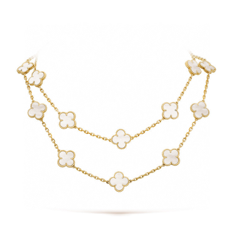 [Amore Jewels]CLOVER 20 MOTIFS WHITE MOP NECKLACE