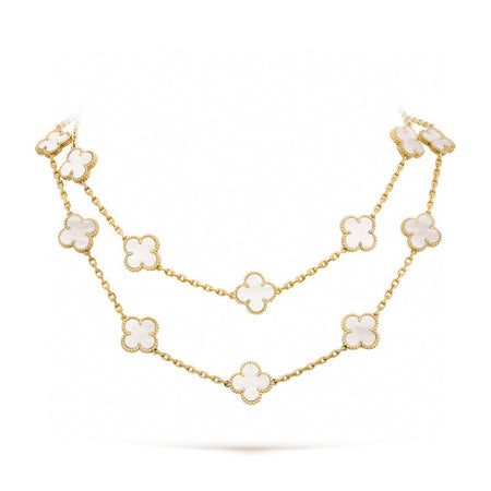 [Amore Jewels]CLOVER 20 MOTIFS WHITE MOP NECKLACE