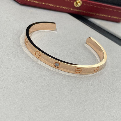 [Amore Jewels]LOVE BRACELET 6.1MM 1 DIAMOND OPEN CUFF