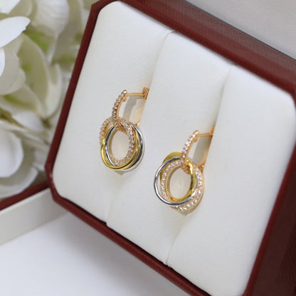[Amore Jewels]TRINITY HALF DIAMOND  EARRINGS