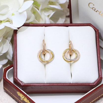[Amore Jewels]TRINITY HALF DIAMOND  EARRINGS
