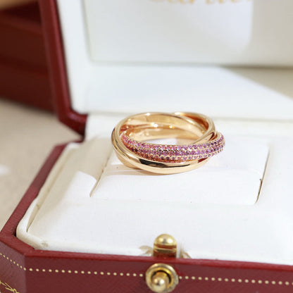 [Amore Jewels]TRINITY 3.2MM RING PINK DIAMOND