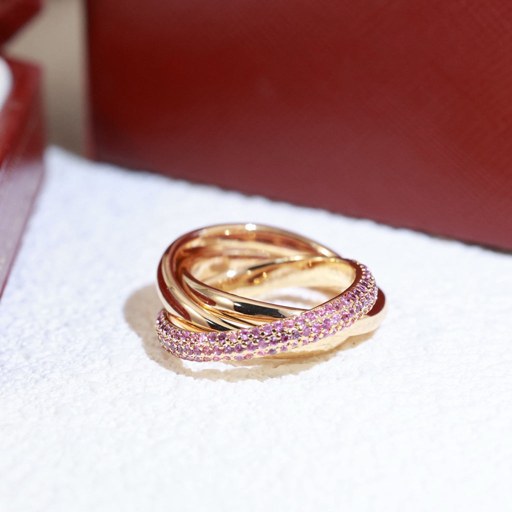 [Amore Jewels]TRINITY 3.2MM RING PINK DIAMOND
