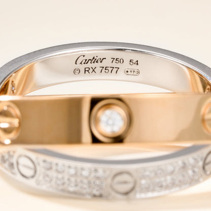 [Amore Jewels]LOVE PINK GOLD SILVER DIAMOND DOUBLE RING