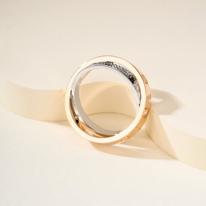 [Amore Jewels]LOVE PINK GOLD SILVER DIAMOND DOUBLE RING