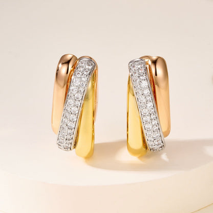 [Amore Jewels]TRINITY HALF DIAMOND  CUSHION EARRINGS