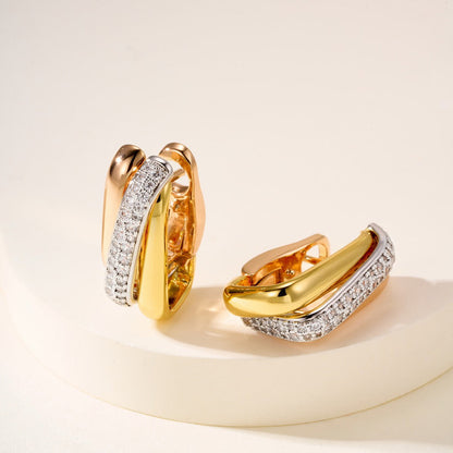 [Amore Jewels]TRINITY HALF DIAMOND  CUSHION EARRINGS